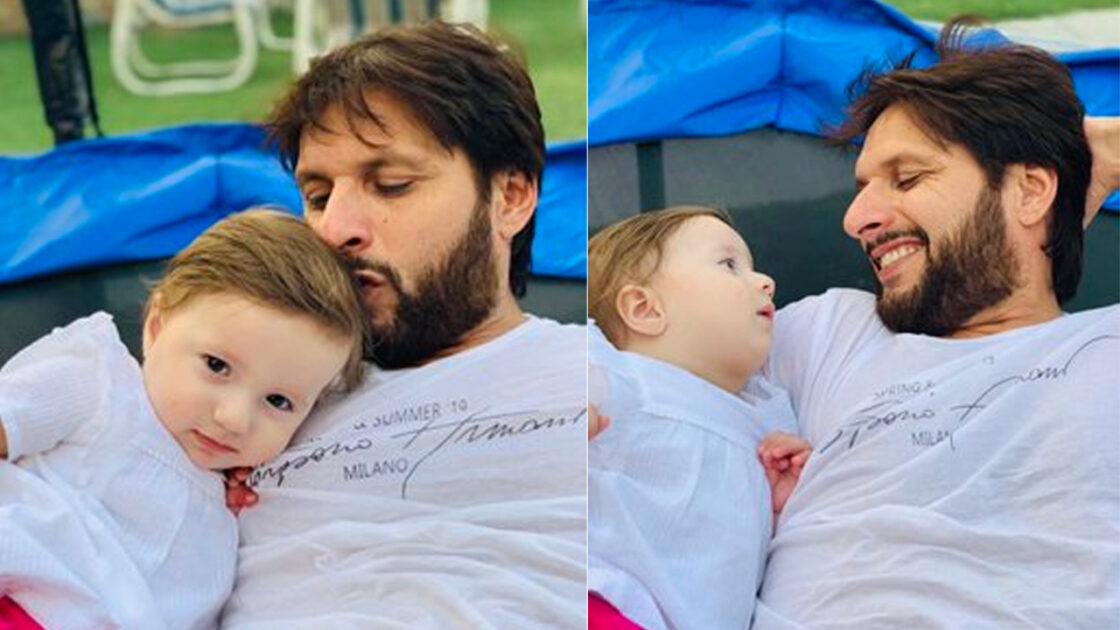 Shahid Afridi with his daughter