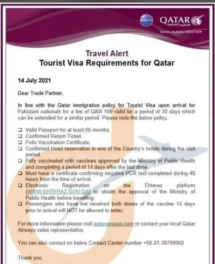 tourist requirement for qatar